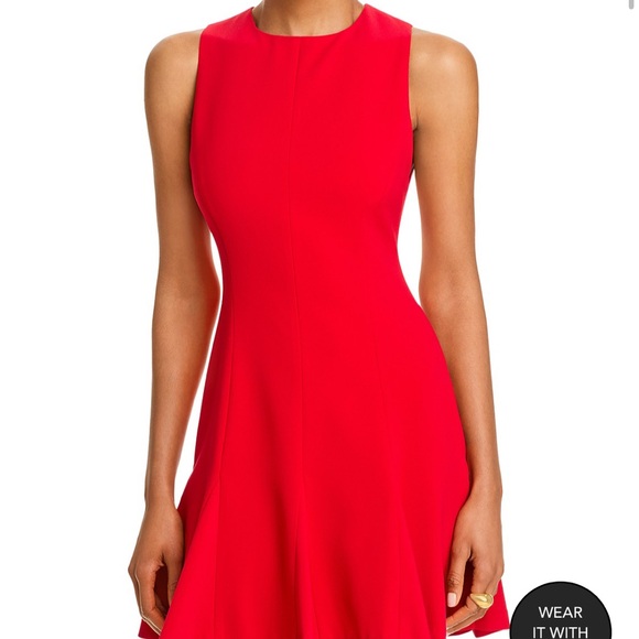 Alice + Olivia Red Fit and Flare Halter Midi Dress - Picture 4 of 8